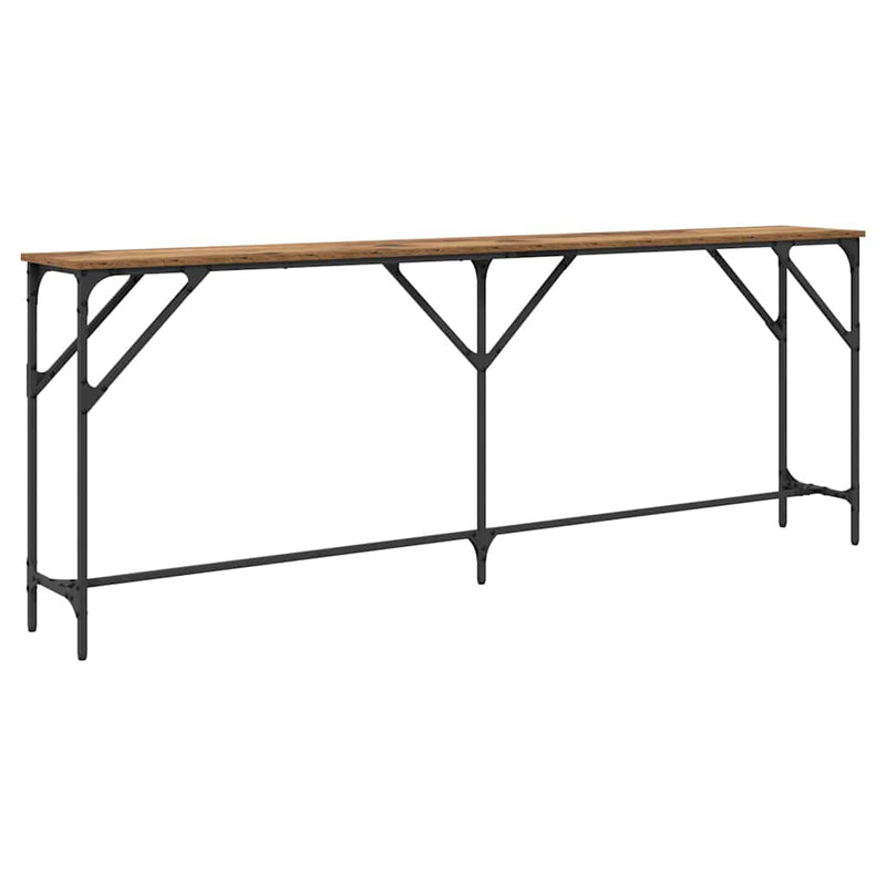 vidaXL Konzol Asztal Öreg fa 200 x 29 x 75 cm Műgyantás fa és fém