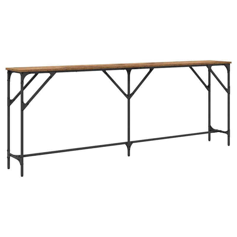 vidaXL Konzol Asztal Öreg fa 200 x 29 x 75 cm Műgyantás fa és fém