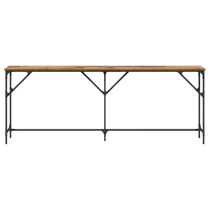 vidaXL Konzol Asztal Öreg fa 200 x 29 x 75 cm Műgyantás fa és fém