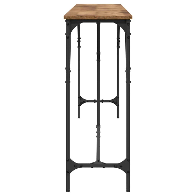 vidaXL Konzol Asztal Öreg fa 200 x 29 x 75 cm Műgyantás fa és fém