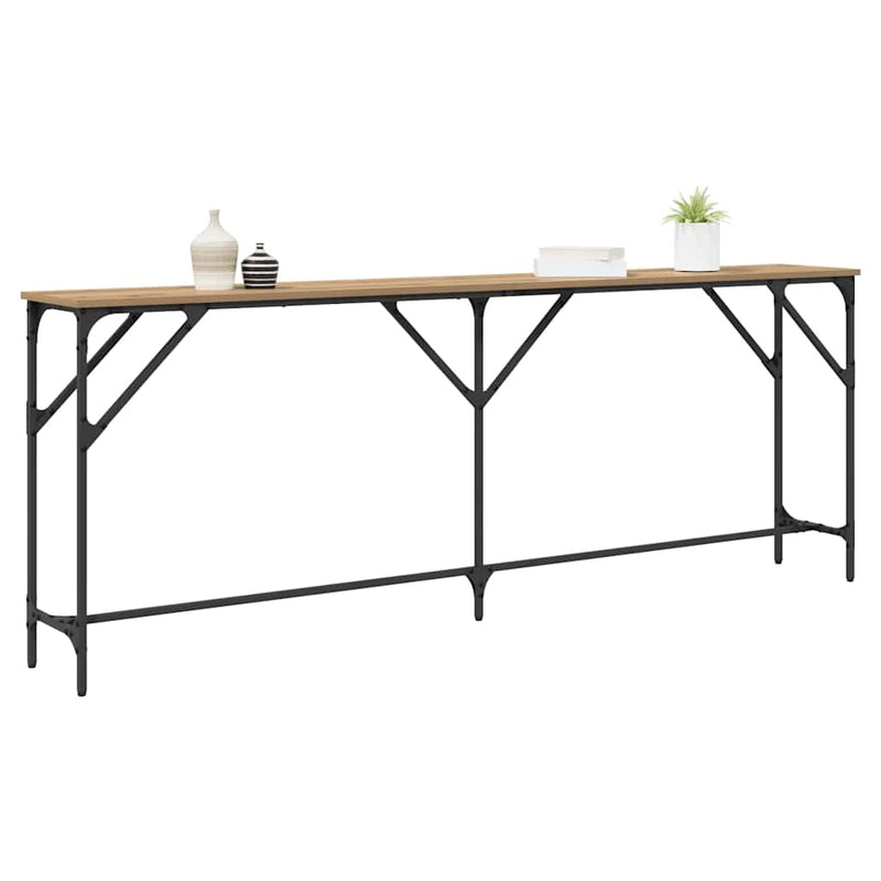 vidaXL Konzol Asztal kézműves tölgy 200 x 29 x 75 cm