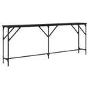 vidaXL Konzolasztal Musta tammi 200 x 29 x 75 cm Műgyantás fa és fém