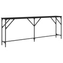 vidaXL Konzolasztal Musta tammi 200 x 29 x 75 cm Műgyantás fa és fém