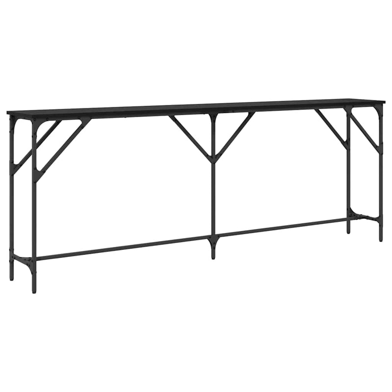 vidaXL Konzol Asztal Musta tammi 200 x 29 x 75 cm Műgyantás fa és fém