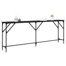 vidaXL Konzolasztal Musta tammi 200 x 29 x 75 cm Műgyantás fa és fém
