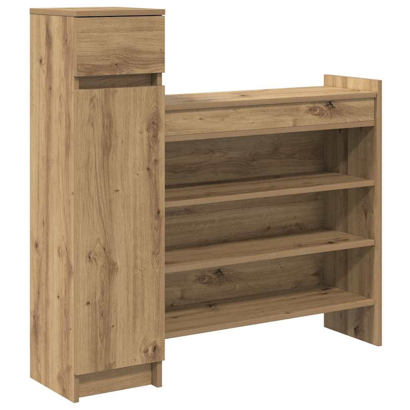 vidaXL Cipősszekrény kézműves tölgy 100.5 x 28 x 100 cm Faanyag