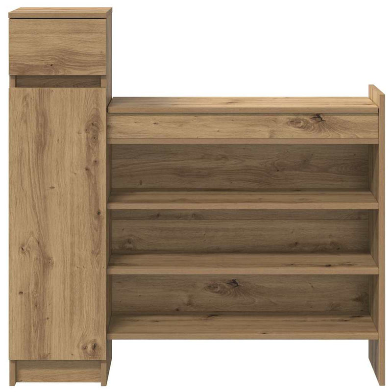 vidaXL Cipősszekrény kézműves tölgy 100.5 x 28 x 100 cm Faanyag