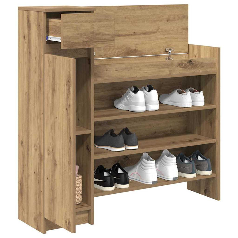 vidaXL Cipősszekrény kézműves tölgy 100.5 x 28 x 100 cm Faanyag