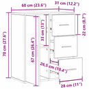 vidaXL Széf fiókkal Öreg fa 60 x 31 x 70 cm Faanyag