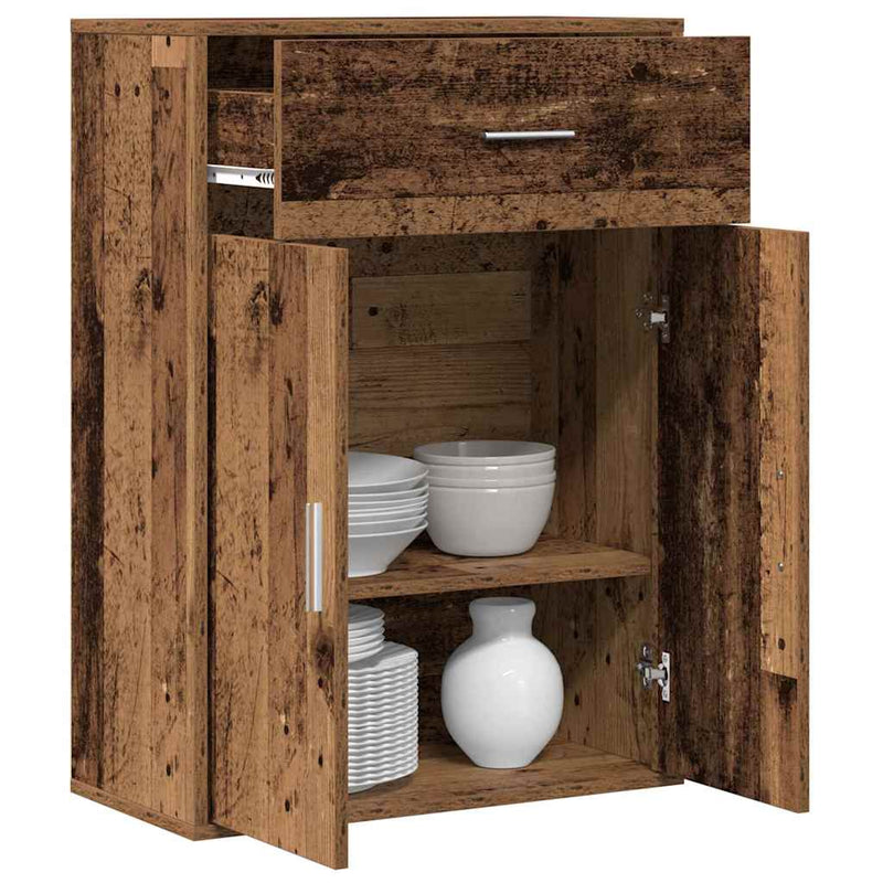 vidaXL Széf fiókkal Régi fa 79 x 38 x 80 cm Faanyag