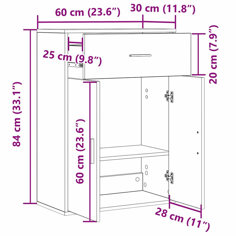 vidaXL Széf fiókkal kézműves tölgy 79 x 38 x 80 cm Faanyag