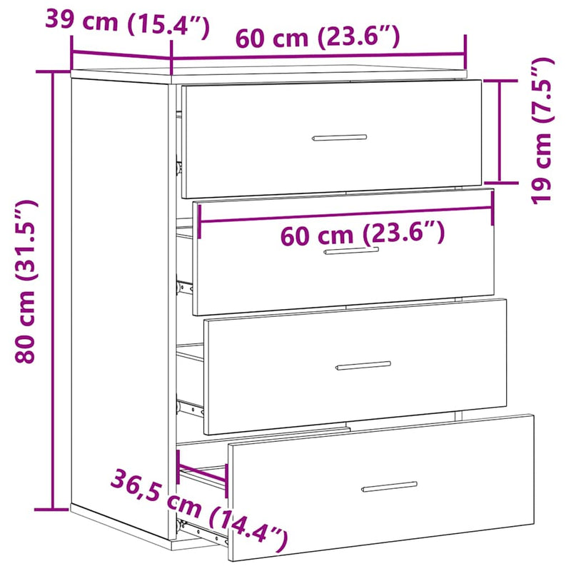 vidaXL Széf fiókkal Régi fa 60 x 39 x 80 cm Faanyag