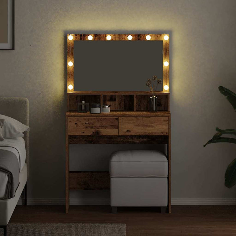 vidaXL Öltözködőasztal fiókkal Régi fa 80 x 41 x 134,5 cm Faanyag