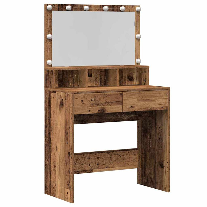vidaXL Öltözködőasztal fiókkal Régi fa 80 x 41 x 134,5 cm Faanyag