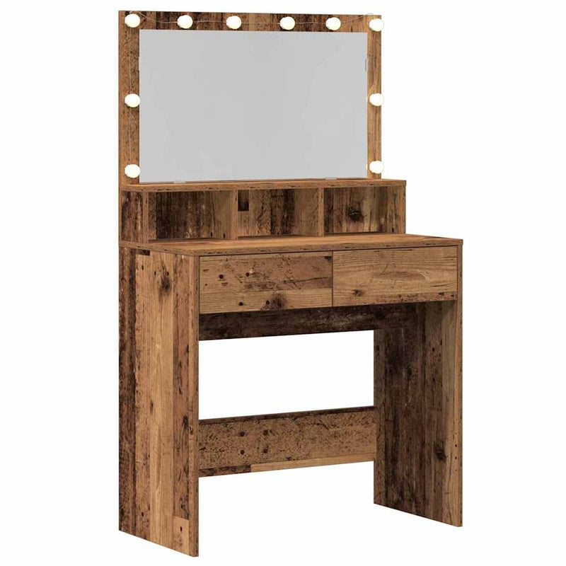 vidaXL Öltözködőasztal fiókkal Régi fa 80 x 41 x 134,5 cm Faanyag