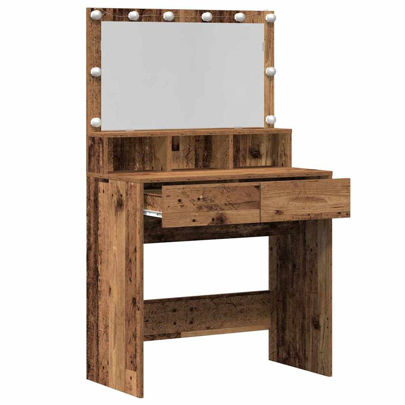 vidaXL Öltözködőasztal fiókkal Régi fa 80 x 41 x 134,5 cm Faanyag