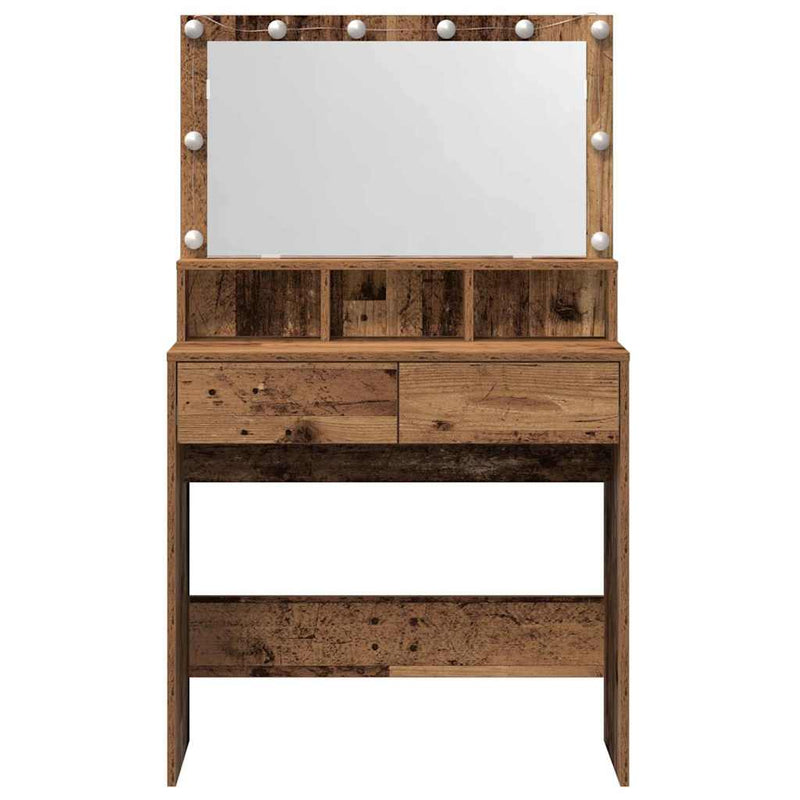 vidaXL Öltözködőasztal fiókkal Régi fa 80 x 41 x 134,5 cm Faanyag