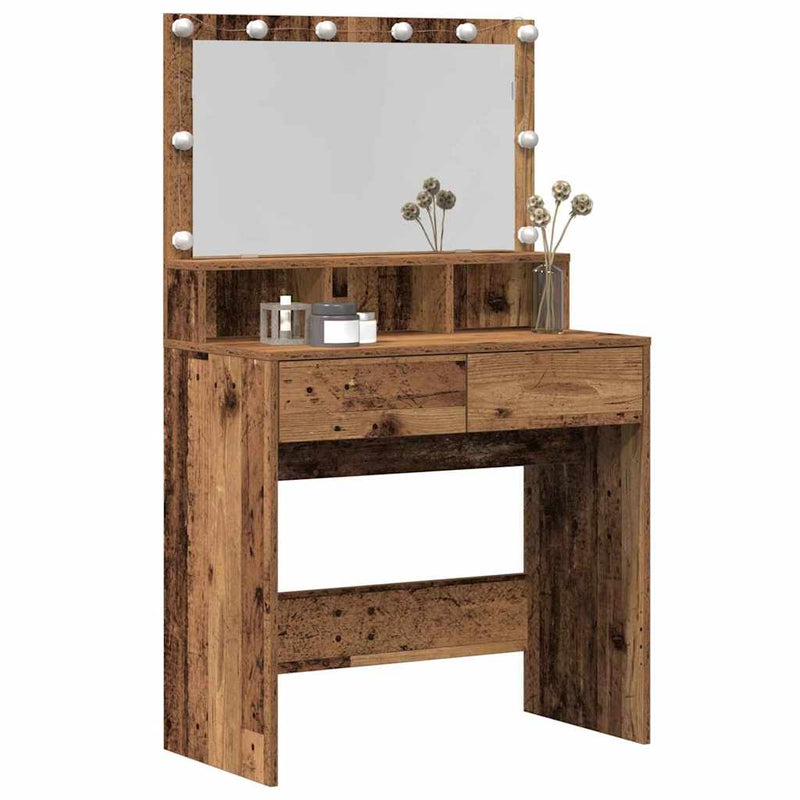 vidaXL Öltözködőasztal fiókkal Régi fa 80 x 41 x 134,5 cm Faanyag