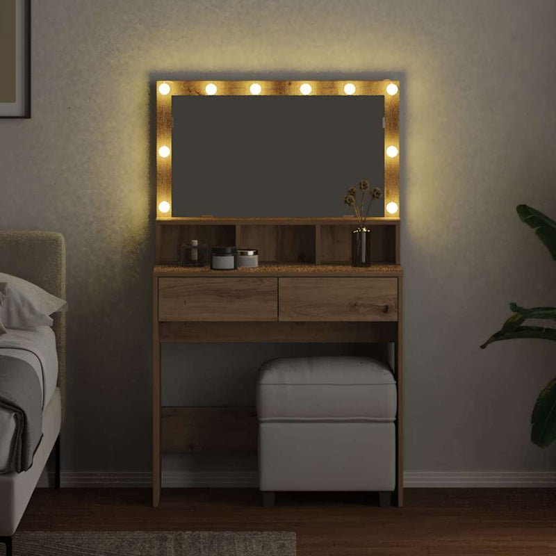 vidaXL Öltözködőasztal kézműves tölgy 80 x 41 x 134,5 cm Faanyag