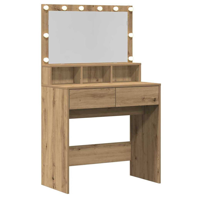 vidaXL Öltözködőasztal kézműves tölgy 80 x 41 x 134,5 cm Faanyag