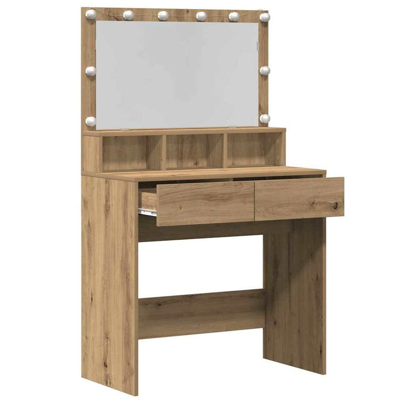 vidaXL Öltözködőasztal kézműves tölgy 80 x 41 x 134,5 cm Faanyag