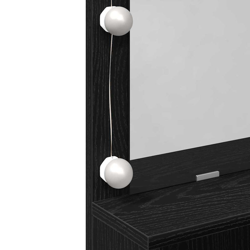 vidaXL Öltözködőasztal fiókkal Musta tammi 80 x 41 x 134,5 cm Faanyag