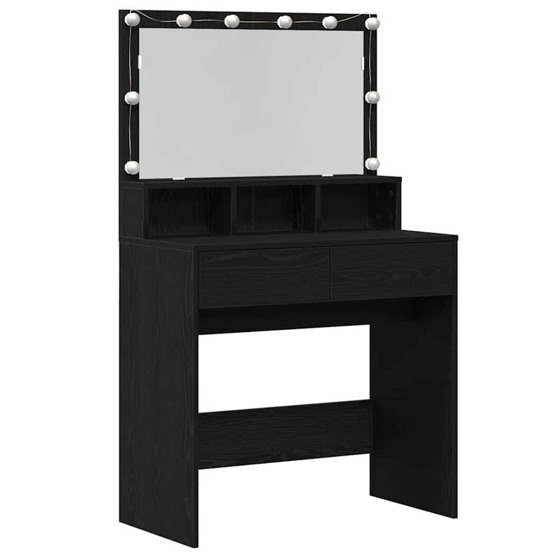 vidaXL Öltözködőasztal fiókkal Musta tammi 80 x 41 x 134,5 cm Faanyag