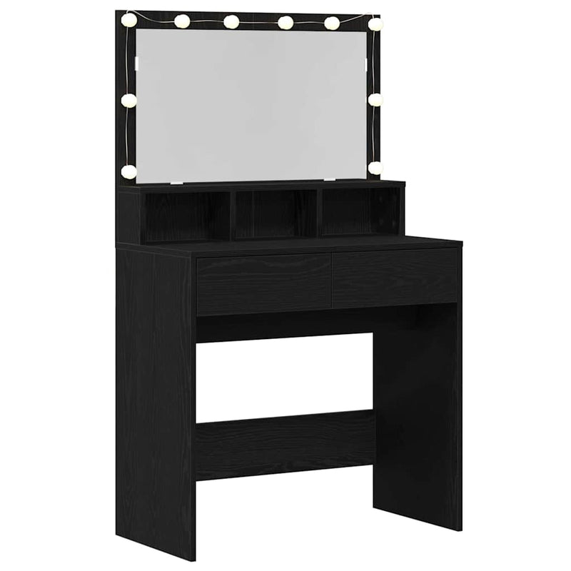 vidaXL Öltözködőasztal fiókkal Musta tammi 80 x 41 x 134,5 cm Faanyag