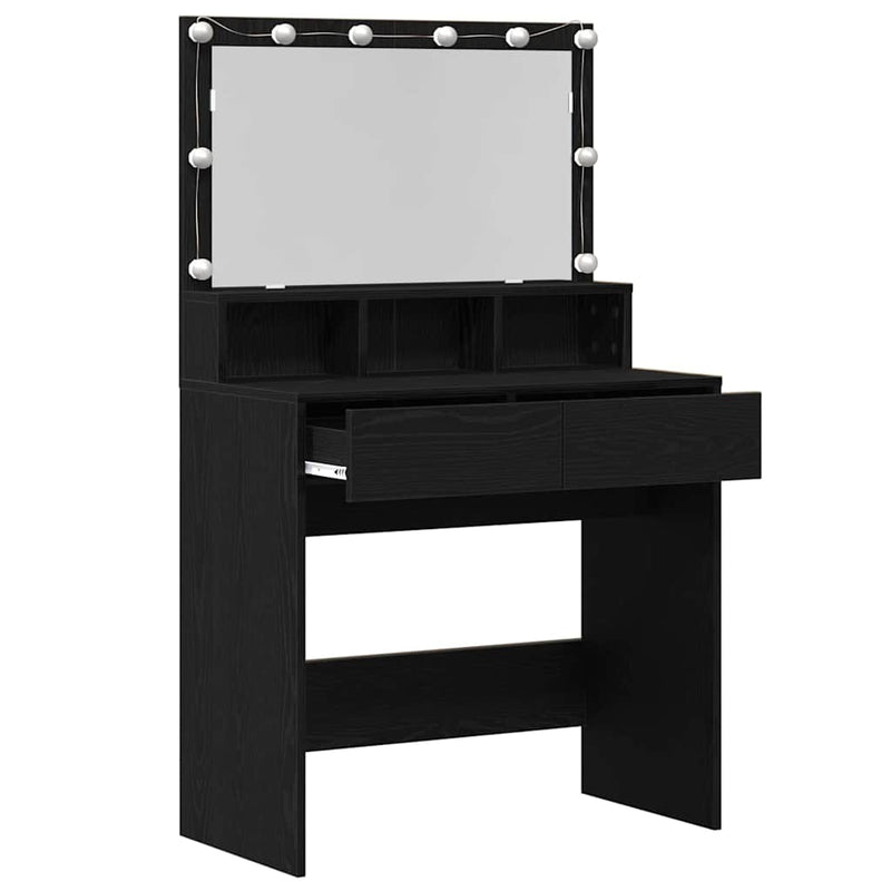 vidaXL Öltözködőasztal fiókkal Musta tammi 80 x 41 x 134,5 cm Faanyag