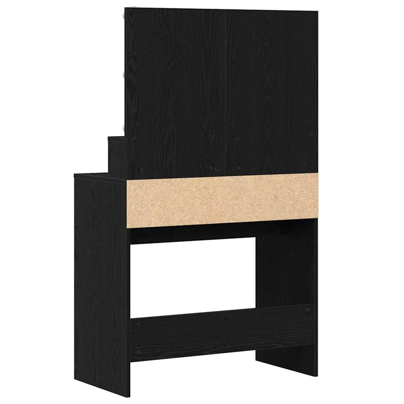 vidaXL Öltözködőasztal fiókkal Musta tammi 80 x 41 x 134,5 cm Faanyag
