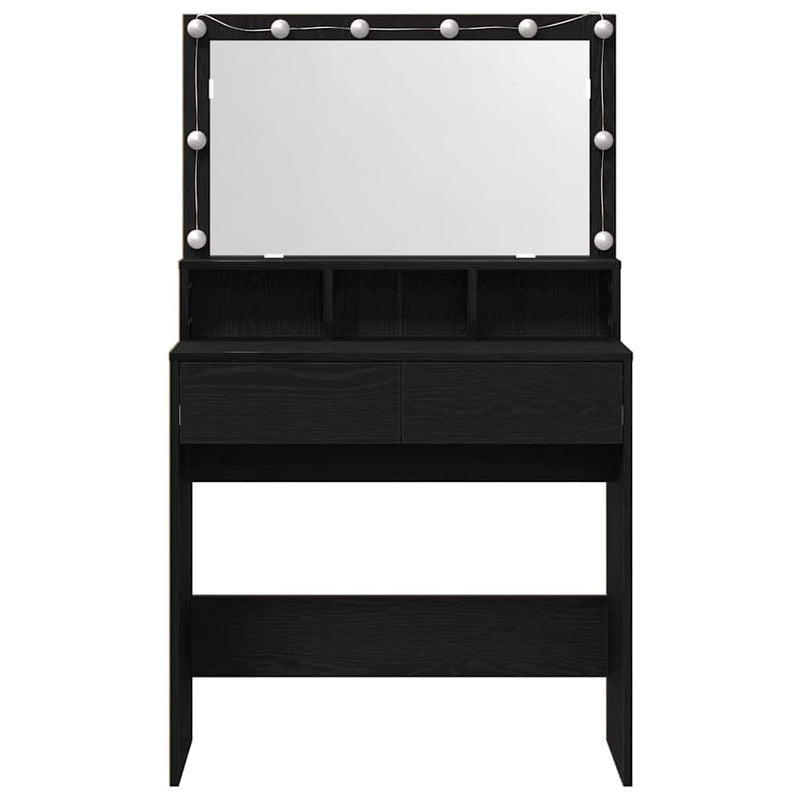 vidaXL Öltözködőasztal fiókkal Musta tammi 80 x 41 x 134,5 cm Faanyag