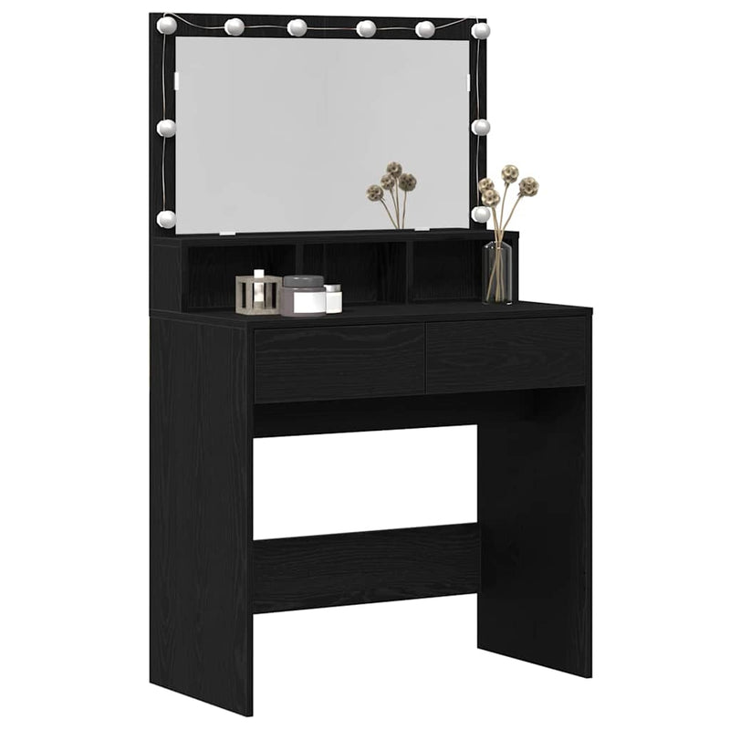 vidaXL Öltözködőasztal fiókkal Musta tammi 80 x 41 x 134,5 cm Faanyag