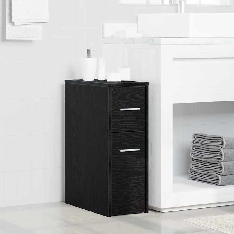 vidaXL Karcsú fürdő szekrény Musta tammi 22 x 44 x 61.5 cm Faanyag