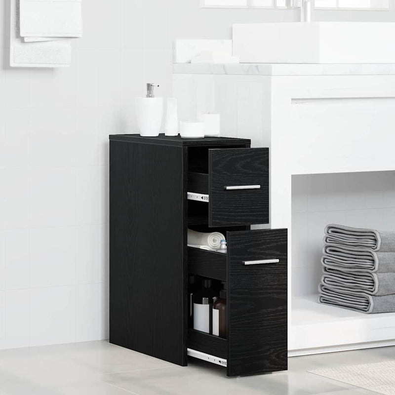 vidaXL Karcsú fürdő szekrény Musta tammi 22 x 44 x 61.5 cm Faanyag