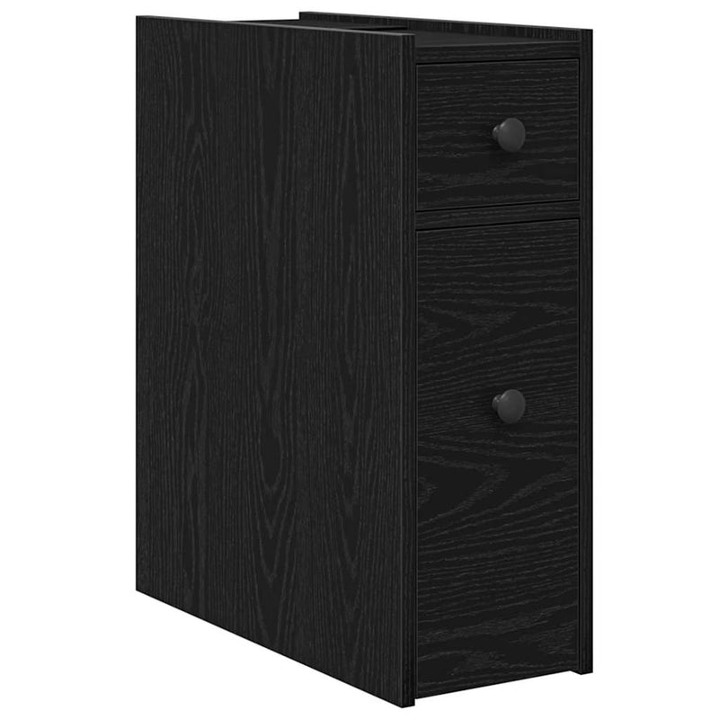vidaXL Keskeny fürdőszobai szekrény Musta tammi 80 x 18 x 60 cm