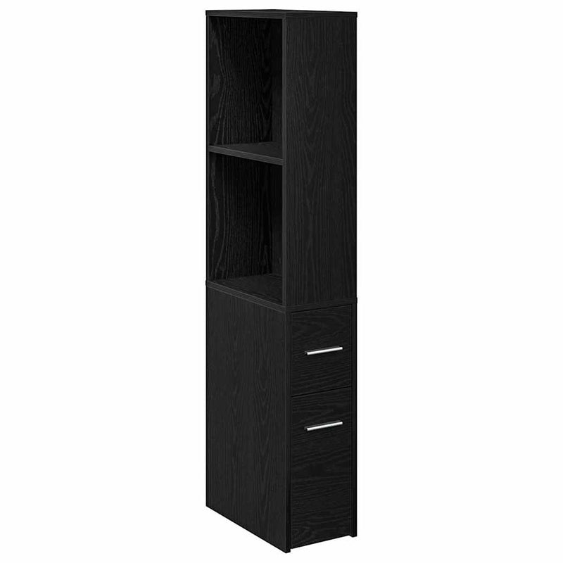 vidaXL Keskeny Fürdőszobai Szekrény Musta tammi 22 x 41 x 135 cm
