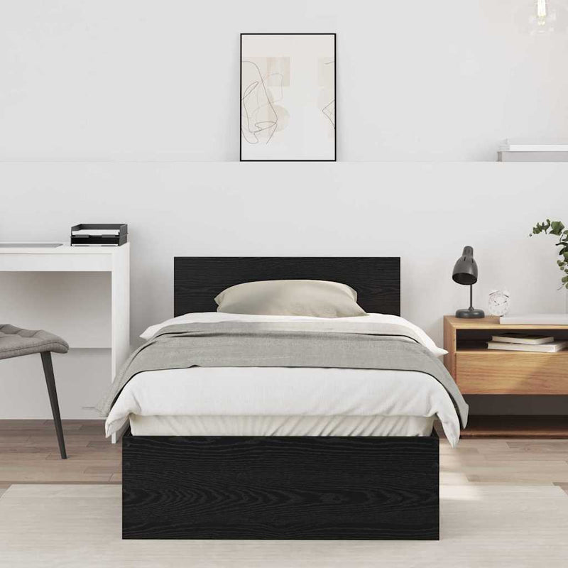 vidaXL Ágykeret fejtámlával Musta tammi 90 x 190 cm Faanyag