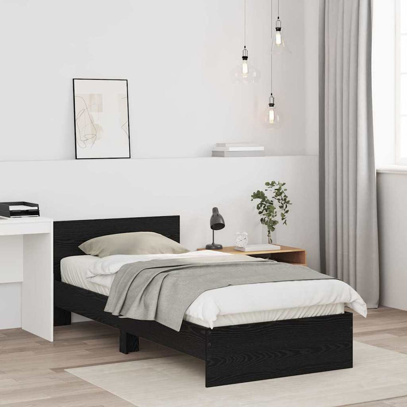 vidaXL Ágykeret fejtámlával Musta tammi 90 x 190 cm Faanyag