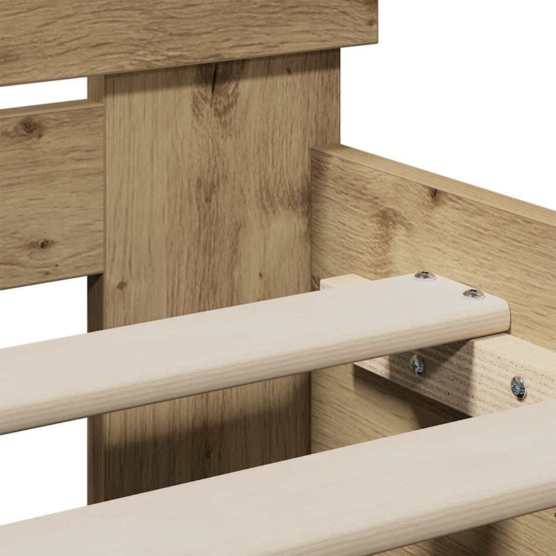 vidaXL Ágykeret fejtámlával Artisan tölgy 75 x 190 cm Faanyag