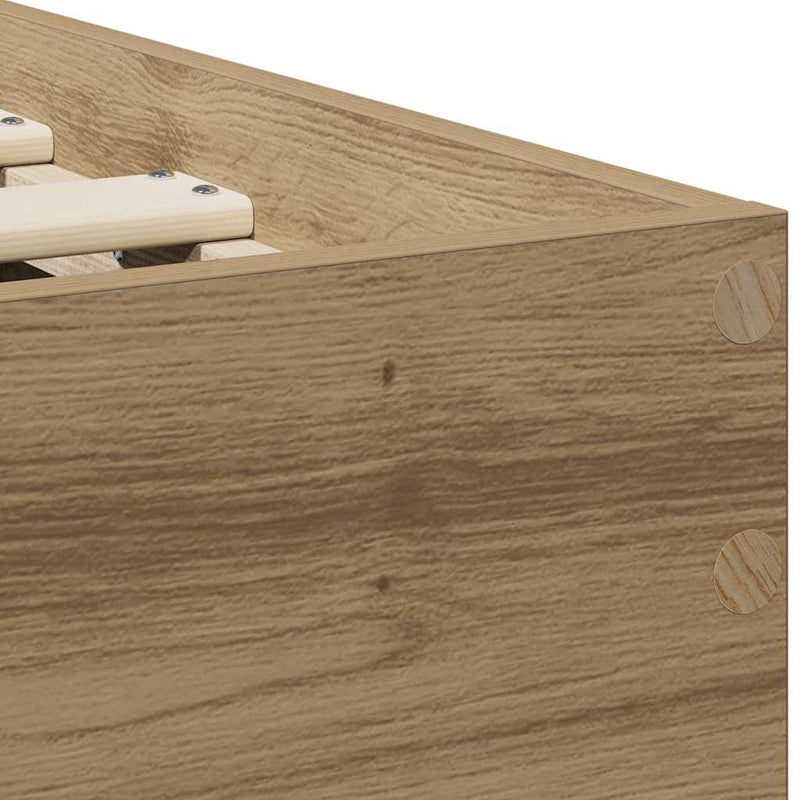 vidaXL Ágykeret fejtámlával Artisan tölgy 75 x 190 cm Faanyag