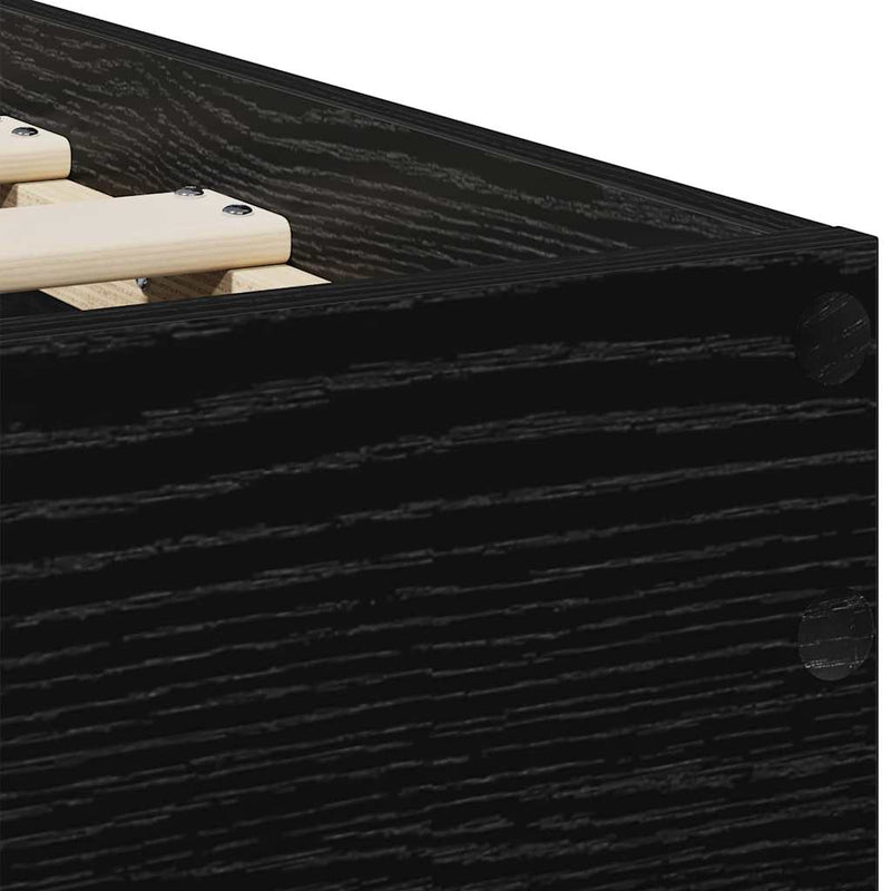 vidaXL Ágykeret fejtámlával Fekete tölgy 75 x 190 cm Faanyag