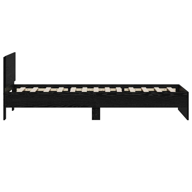 vidaXL Ágykeret fejtámlával Fekete tölgy 75 x 190 cm Faanyag