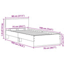 vidaXL Ágykeret fejtámlával Fekete tölgy 75 x 190 cm Faanyag