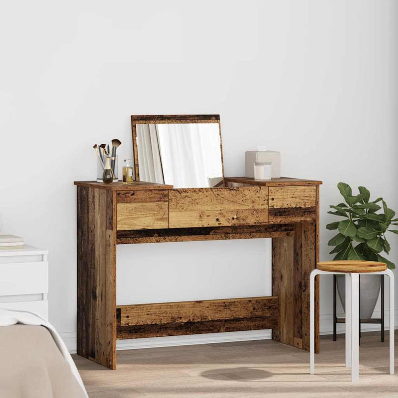 vidaXL Öltözködőasztal fiókkal Régi fa 100 x 45 x 76 cm Faanyag