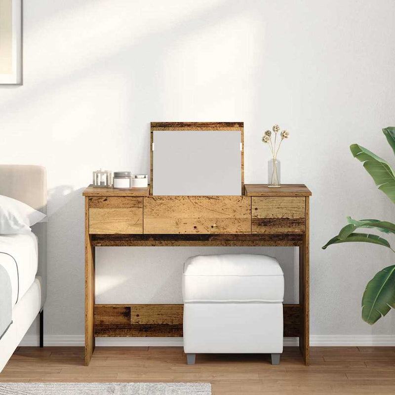 vidaXL Öltözködőasztal fiókkal Régi fa 100 x 45 x 76 cm Faanyag