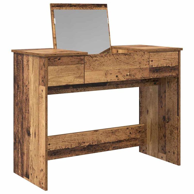 vidaXL Öltözködőasztal fiókkal Régi fa 100 x 45 x 76 cm Faanyag