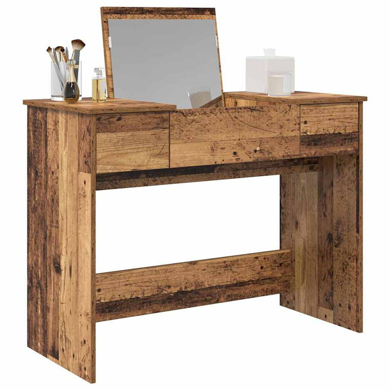 vidaXL Öltözködőasztal fiókkal Régi fa 100 x 45 x 76 cm Faanyag