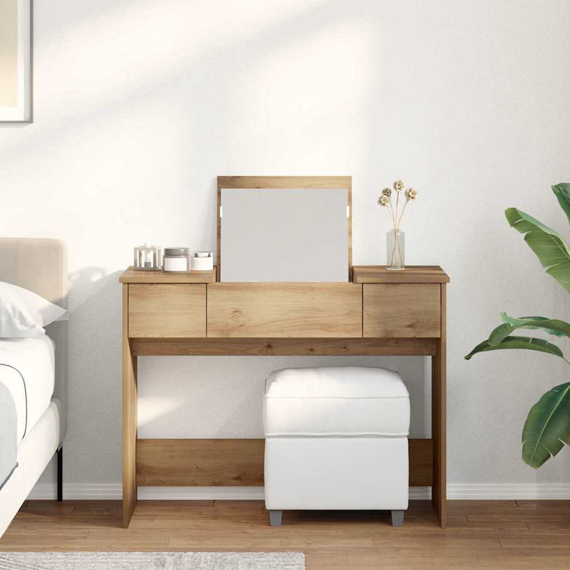 vidaXL Öltözködőasztal fiókkal kézműves tölgy 100 x 45 x 76 cm Faanyag