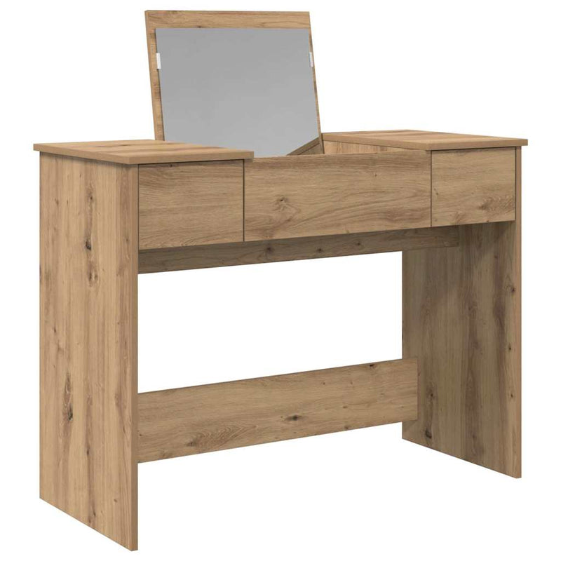 vidaXL Öltözködőasztal fiókkal kézműves tölgy 100 x 45 x 76 cm Faanyag