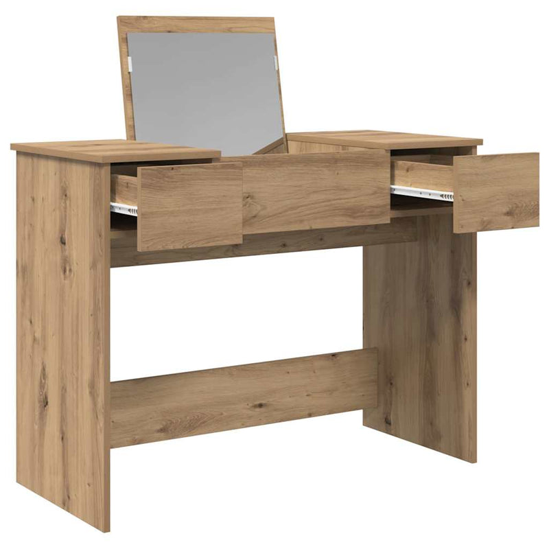vidaXL Öltözködőasztal fiókkal kézműves tölgy 100 x 45 x 76 cm Faanyag